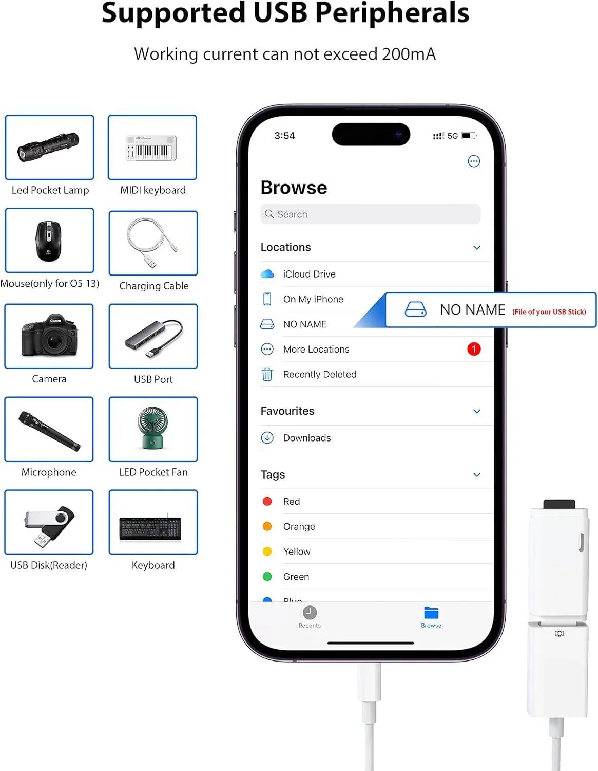 Lightning to usb kamera adaptör otg dönüştürücü