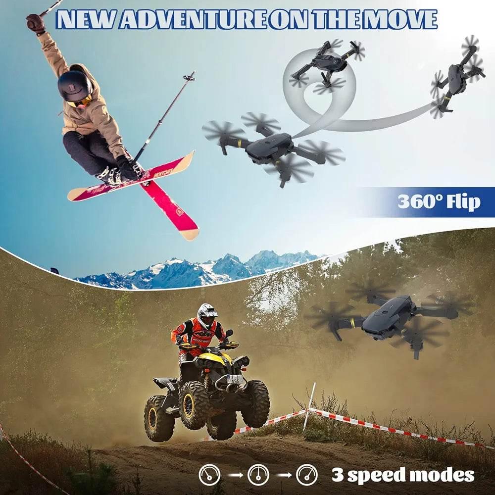 E58 4k Hd Kamerali Fly More Combo Drone Otomatik Kalkis Inis Sabit Durma ozellikli telefon yerleştirilebilir kumandalı