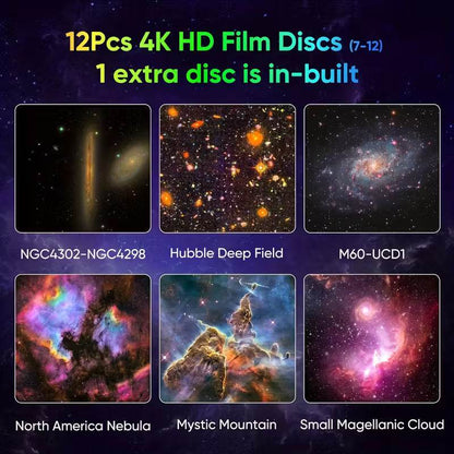 Yıldızlı Gökyüzü Galaksi Projektörü, Film Şeridi Filmi ile LED Işık Gösterisi, 360° Dönüş, 3 Düğmeli Kontrol, USB Güç Kaynaklı, Ev ve Parti Kullanımı, Yatak Odası, Oyun Odası, Tavan Dekorasyonu için