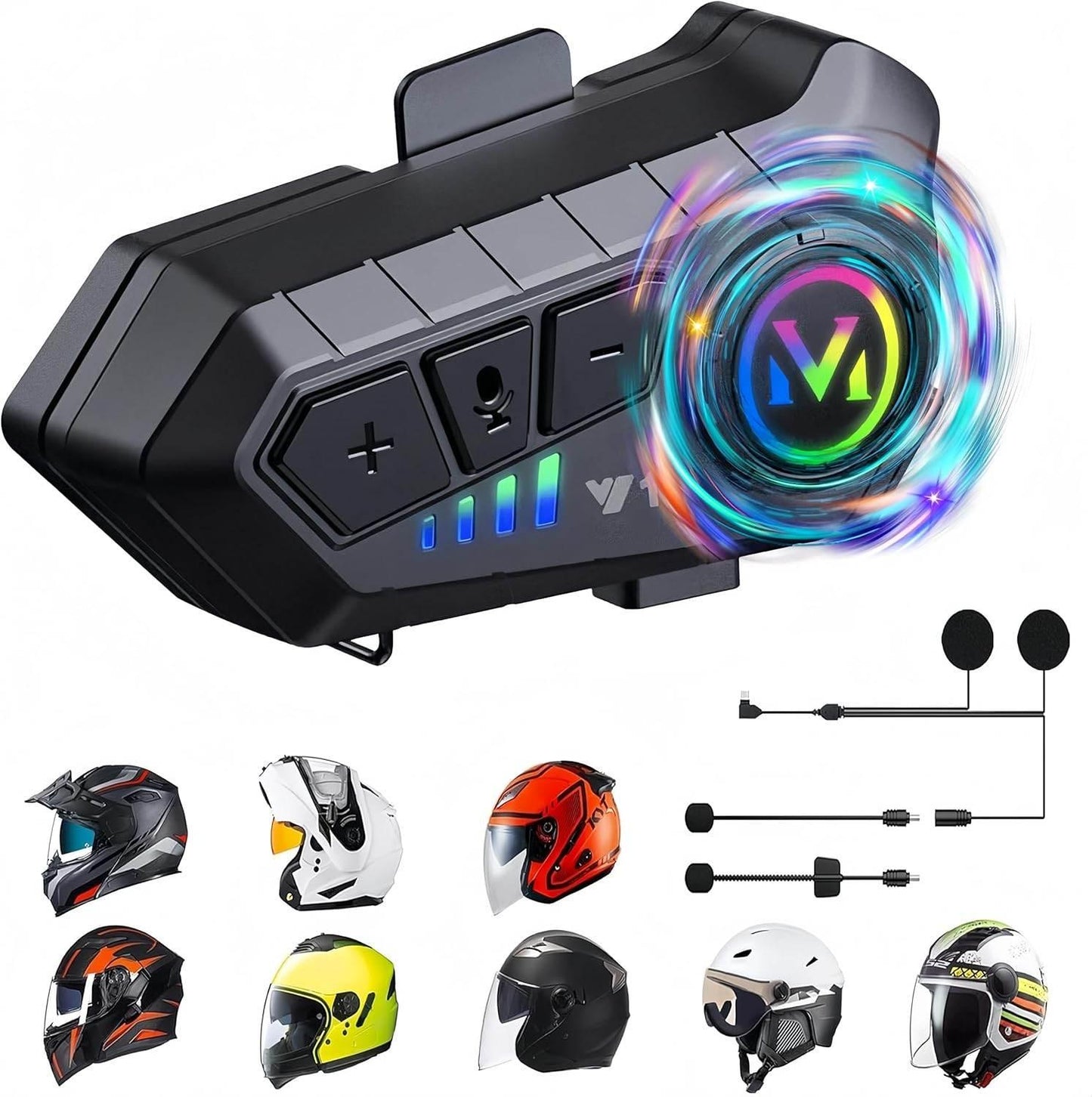 Y10 su geçirmez kask intercom bluetoothlu stereo rgb ışıklı universal