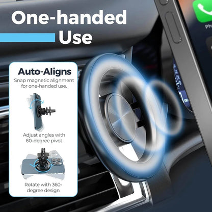 Havalandırmaya takılan magsafe manyetik 360° döner araç telefon tutucu - kolay kurulum, güçlü tutuş