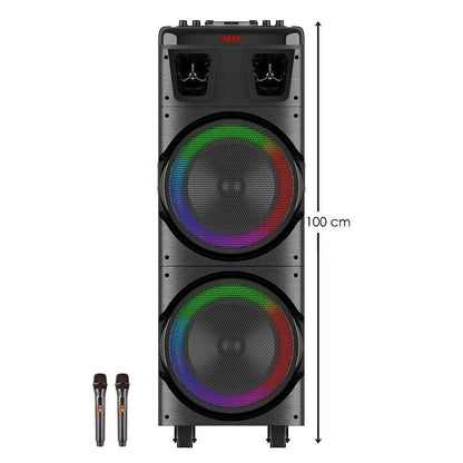 Bts-1708 kablosuz bluetooth hoparlör | 200w güç, çift hoparlör & mikrofon, rgb ışıklı, 3600mah batarya, tws destekli, usb/tf/fm