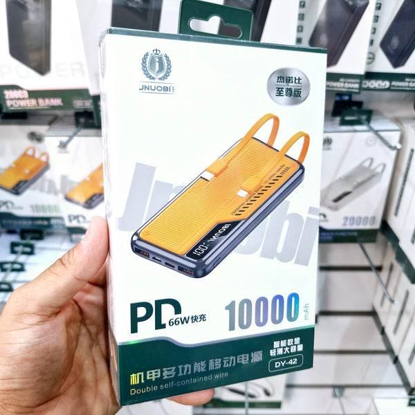 10,000 mah kendisinden lightning typec kablolu pd hızlı 66w destekli led göstergeli powerbank dy-42