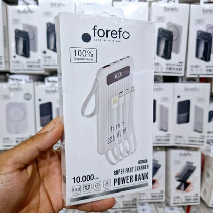 10,000 mah dahili kablolu, led göstergeli 22,5w hızlı şarj destekli taşınabilir powerbank kx-110