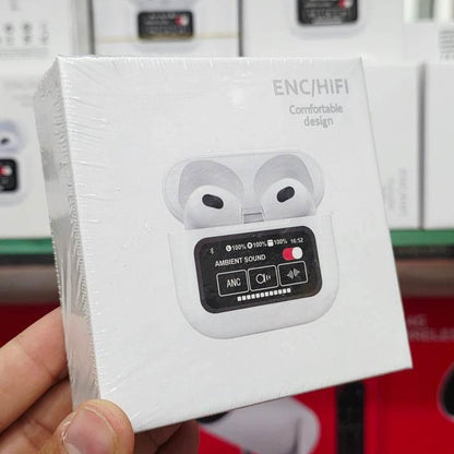 Ekranlı Air 3,nesil ANC ENC modlu mikrofonlu dokunmatik kulak içi bluetooth kulaklık t12