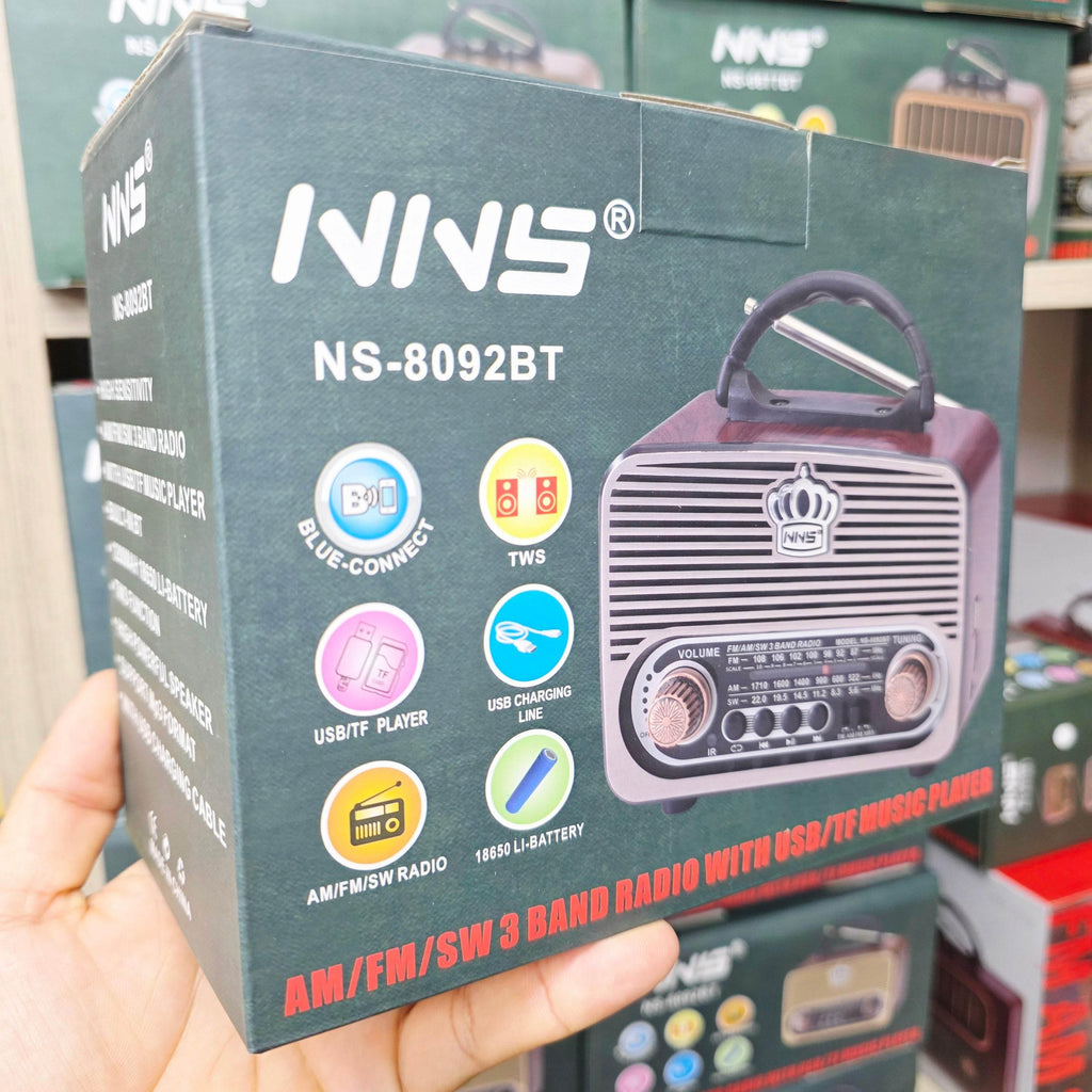 Nns ns-8092BT nostajli radyo retro wirless bluetooth hoparlör tws usb/tf destekli şarj edilebilir 18650 mah hoparlör