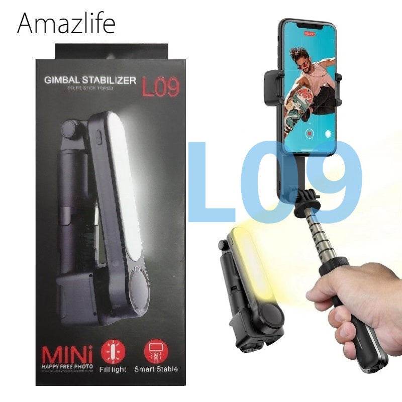 L09 mini gimbal tripod | ışıklı, sabitleyici, kumandalı, ayarlanabilir ayaklı, taşınabilir telefon tutucu