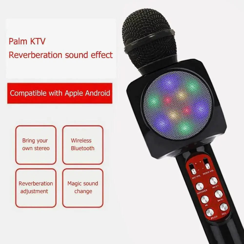 Ws-1816 ışıklı karaoke mikrofon bluetooth aux usb hafıza destekli