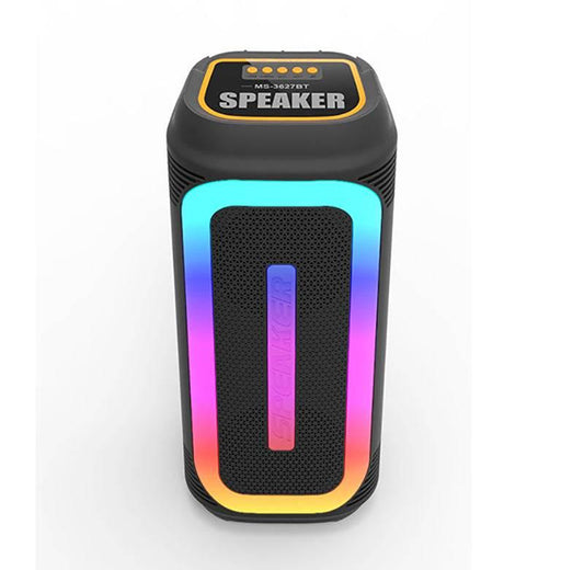 Ms-3627bt taşınabilir bluetooth hoparlör – çift 4 inç, rgb ışıklı, mikrofonlu - H2F