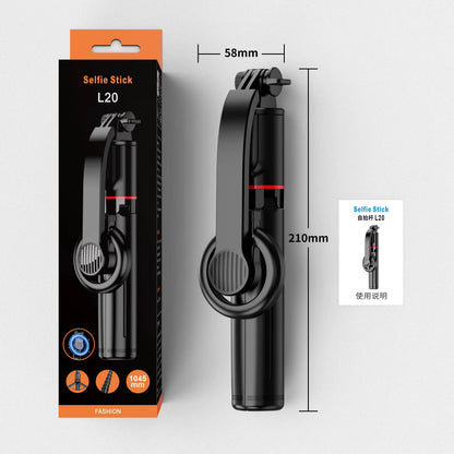 L20 1045mm uzayabilir katlanabilir selfie stick | tripod standlı, mıknatıslı, 360° döner başlıklı, bluetooth kontrollü