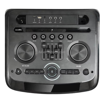 Pte12h kablosuz hoparlör | 800w güç, çift mikrofonlu, 4 tekerlekli, çekçekli, rgb ışıklı, güçlü bass ve yüksek ses,tws destekli, usb/tf/fm