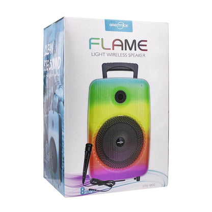 Flame light kablosuz hoparlör 8 inç mikrofonlu | rgb ışıklı, fm & sd & usb destekli bluetooth hoparlör