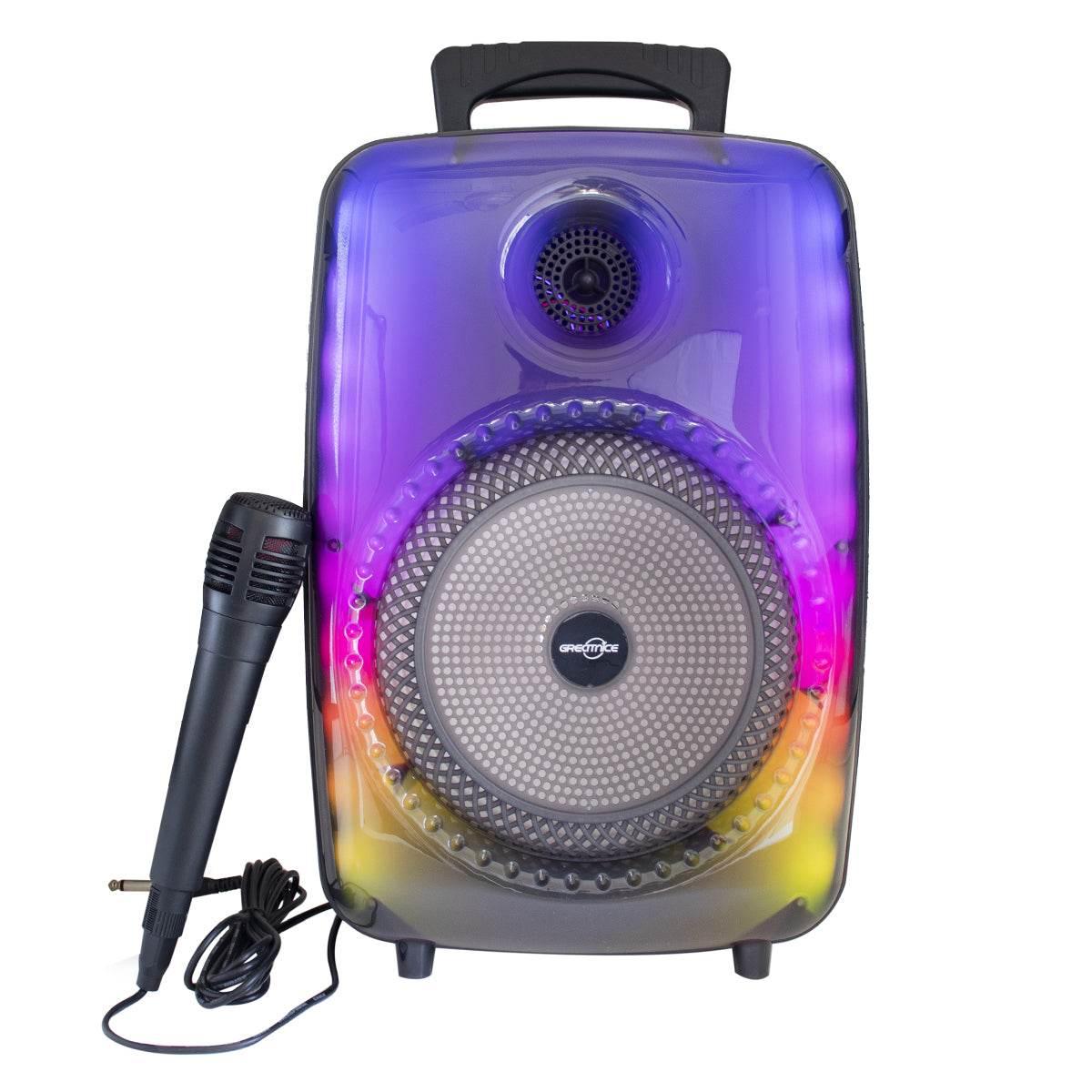 Flame light kablosuz hoparlör 8 inç mikrofonlu | rgb ışıklı, fm & sd & usb destekli bluetooth hoparlör - H2Q