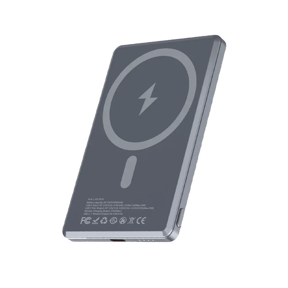 Ultra ince 5000 mah magsafeli 7,5mm batterypack 20w pd 15w wirless kablosuz şarj aleti powerbank wf35 - P1Y