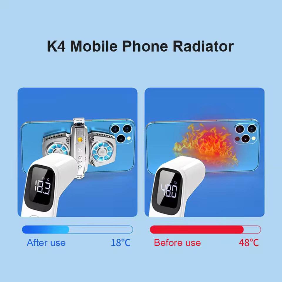 K4a çift fanlı telefon soğutucu | mobile live radyatör | yüksek hızlı soğutma, sessiz fan, oyun ve yayınlar için