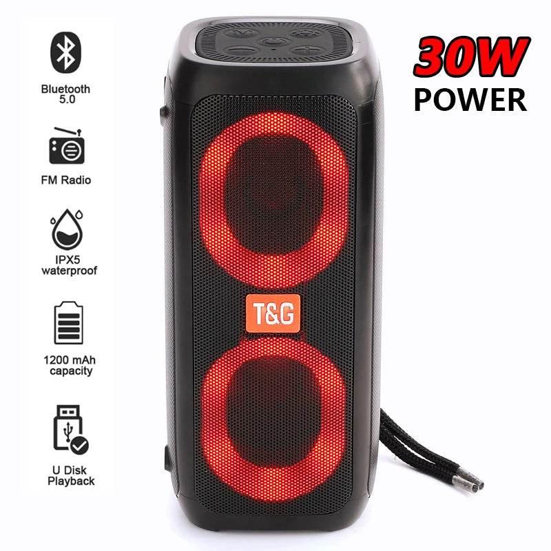 Tg-333 telefon standlı çift speakerli 30w 1500mah rgb led ışıklı fm radyo sd kart usb aux destekli taşınabilir bluetooth hoperlör
