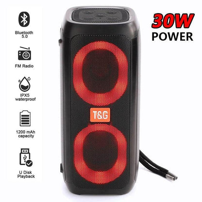 Tg-333 telefon standlı çift speakerli 30w 1500mah rgb led ışıklı fm radyo sd kart usb aux destekli taşınabilir bluetooth hoperlör