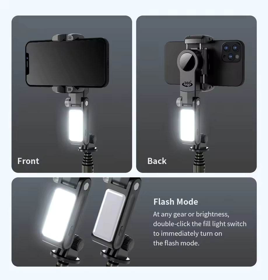 Q18 akıllı 360° döner gimbal tripod | ışıklı, kumandalı, katlanabilir, elde taşınabilir telefon sabitleyici stand