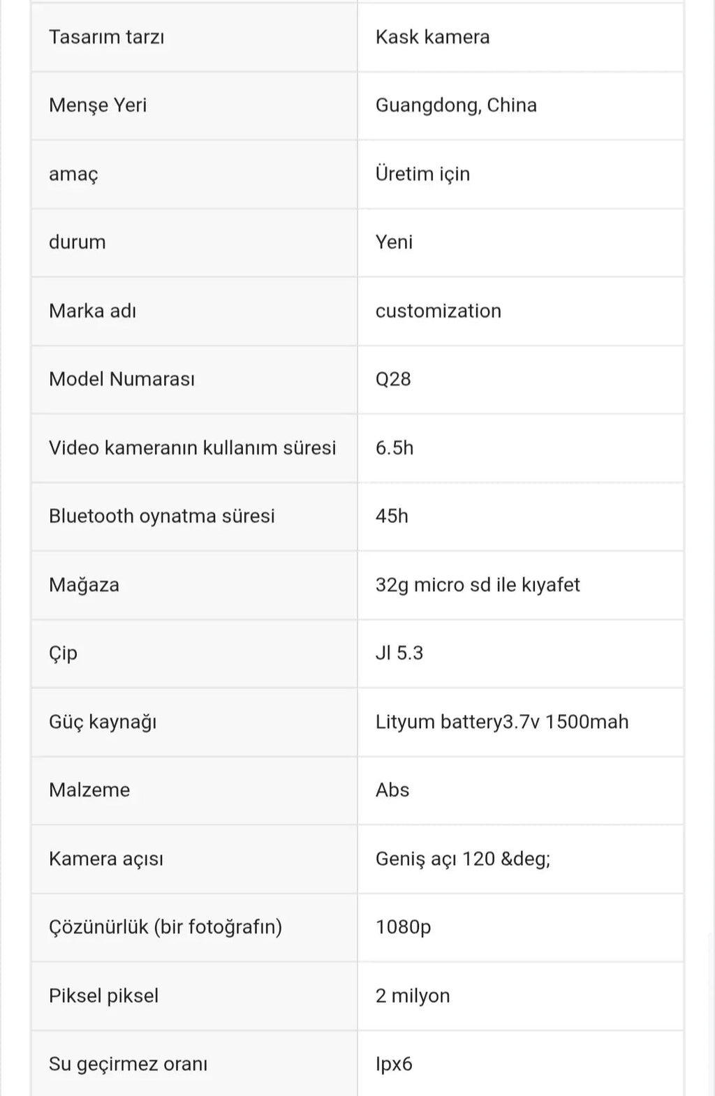 Q28 1080P kameralı Intercom +32GB SD Kartlı Bluetooth Motorsiklet Kask Kulaklığı İnterkom su geçirmez - G6O
