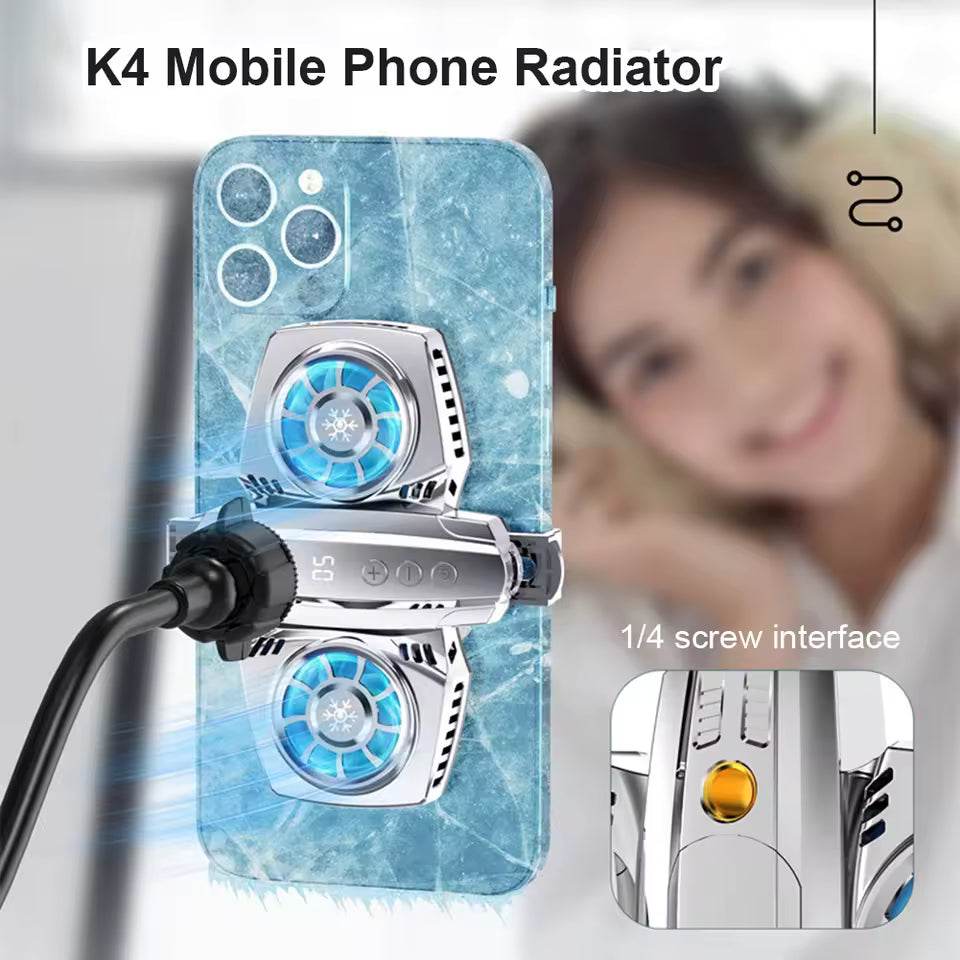 K4a çift fanlı telefon soğutucu | mobile live radyatör | yüksek hızlı soğutma, sessiz fan, oyun ve yayınlar için
