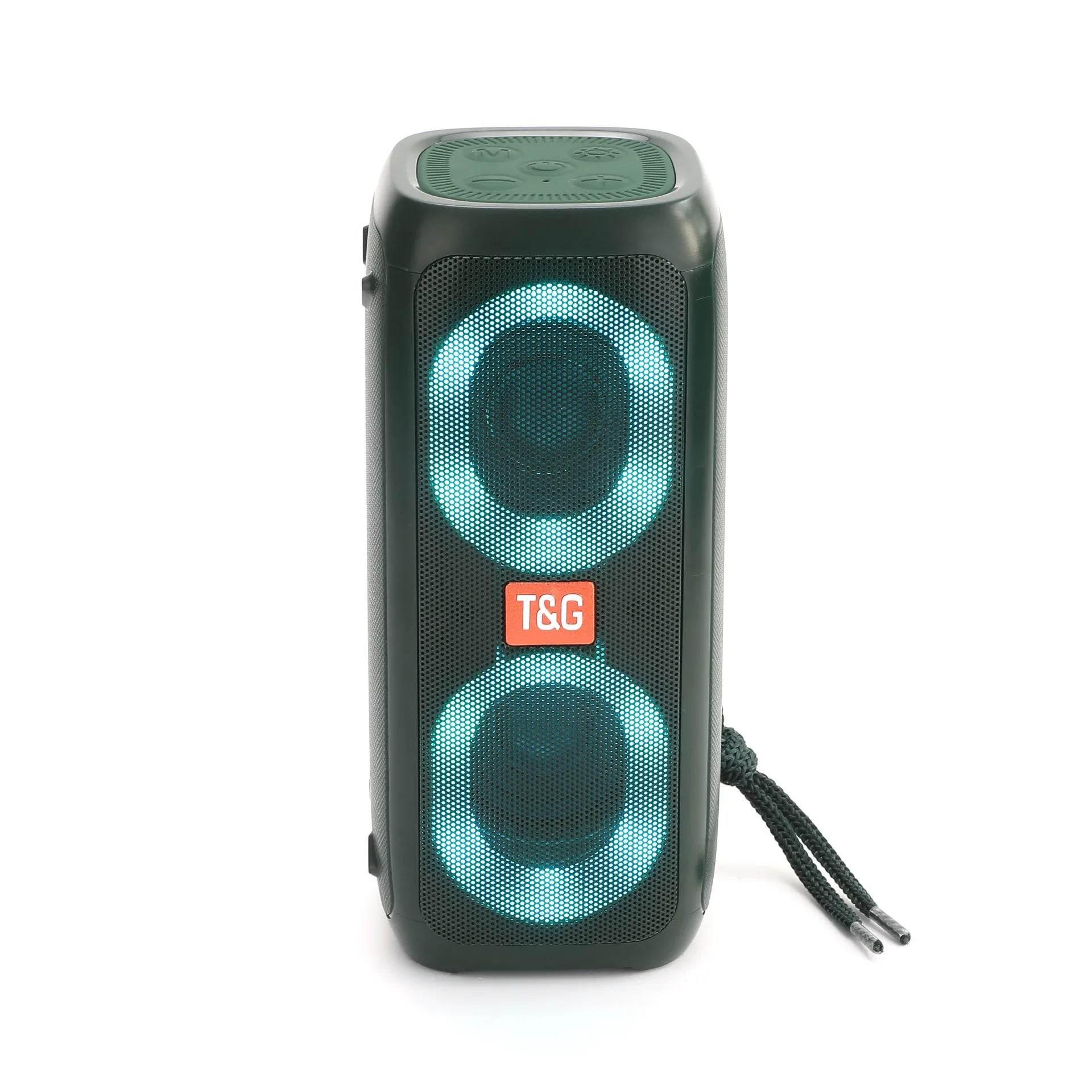 Tg-333 telefon standlı çift speakerli 30w 1500mah rgb led ışıklı fm radyo sd kart usb aux destekli taşınabilir bluetooth hoperlör - H1M