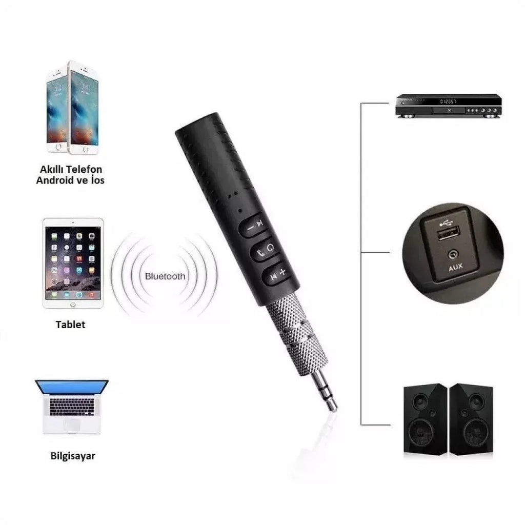 Car araç bluetooth aux 3,5mm kiti android ios uyumlu