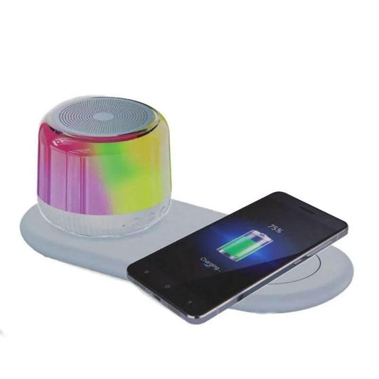 S12 bt speaker wirless kablosuz şarj özellikli 5w bluetooth hoparlör 15w kablosuz hızlı şarj ve rgb led gece ışıklı masa üstü bluetooth hoparlör | iphone & android uyumlu - H3C