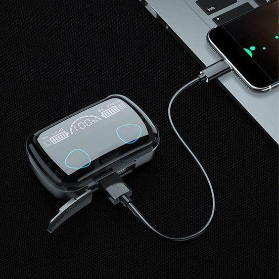 M10 led göstergeli su geçirmez kulak içi dokunmatik bluetooth kulaklık