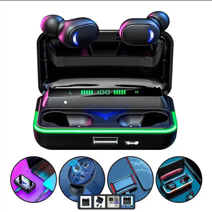 E10 mipods rgb ışıklı kulak içi led göstergeli 1000 mah powerbank özellikli bluetooth kulaklık
