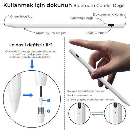 Universal dokunmatik stylus kalemi şarjlı ios android uyumlu
