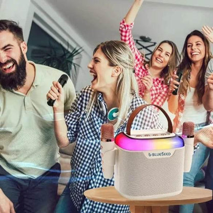 Blueseed bs-601 karaoke bluetooth hoparlör | çift mikrofonlu, yüksek ses ve renkli led ışıklı