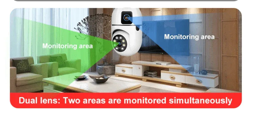 Wifi panorama Çift camera mikrofonlu 360 derece döner led ışıklı gece görüşlü full hd ampul kamera