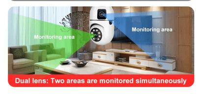 Wifi panorama Çift camera mikrofonlu 360 derece döner led ışıklı gece görüşlü full hd ampul kamera