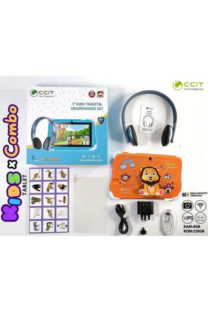 Ccıt 7" kids tablet & kulaklık seti - 4gb ram, 128gb hafıza, android 10, zoom destekli, çocuklara özel eğitim tableti