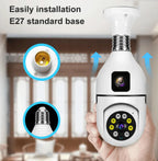 Wifi panorama Çift camera mikrofonlu 360 derece döner led ışıklı gece görüşlü full hd ampul kamera