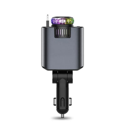 forefo Car C7 5in1 Çok Fonksiyonlu Akıllı Araç Şarj Cihazı - 45W PD 3.0 Fast Charge, Entegre Kablolu, Kokulu Difüzör, Atmosfer Işıklı, 180° Dönebilen Başlık