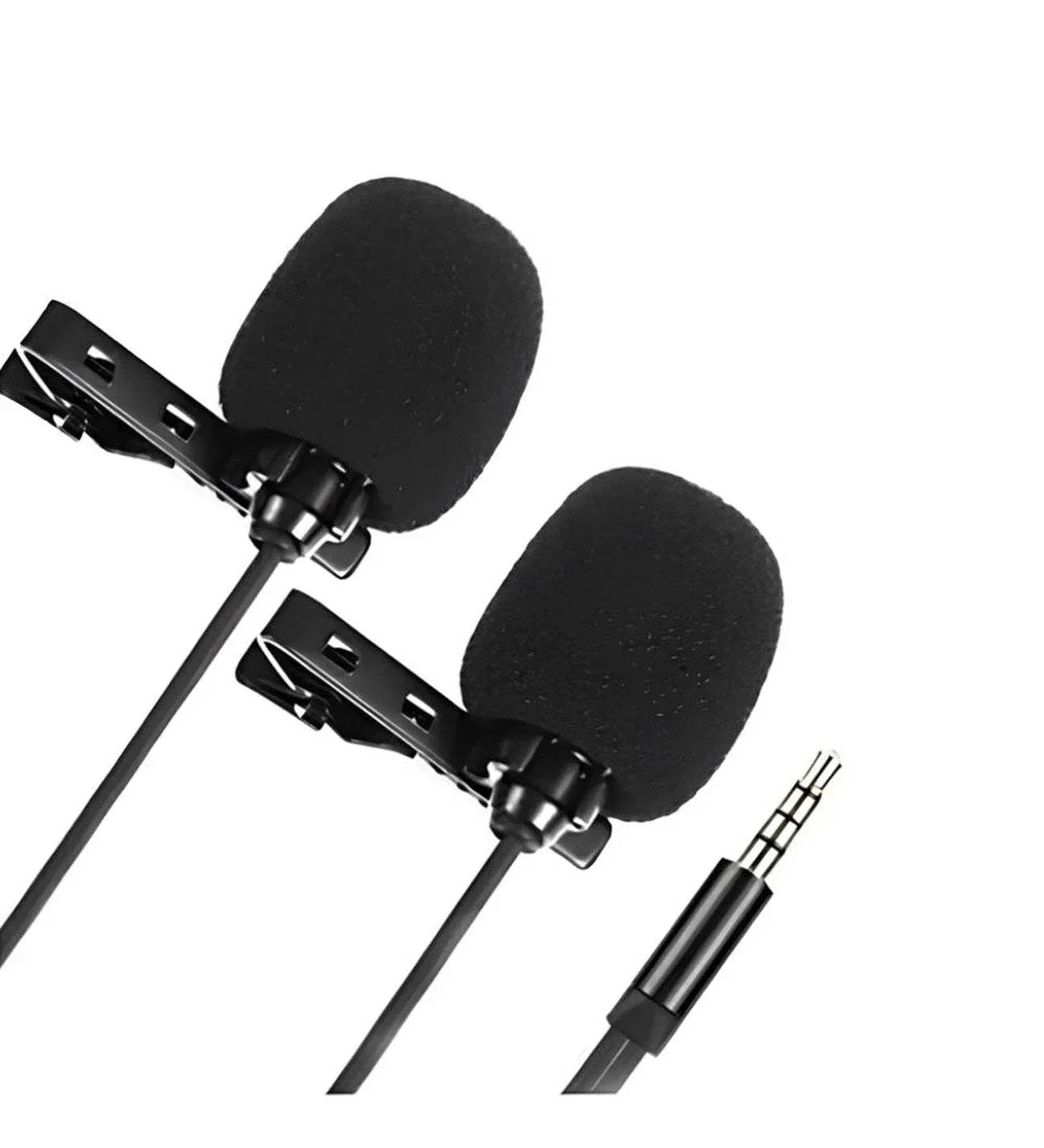 3,5mm aux jak girişli ikili kablolu çift yaka mikrofon - G1P