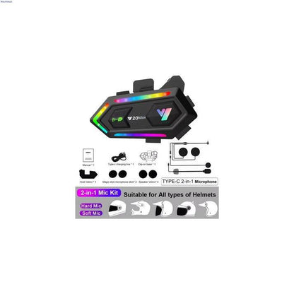Y20 su geçirmez kask intercom 5,3v bluetoothlu stereo rgb ışıklı hd mikrofon ve müzik deneyimi