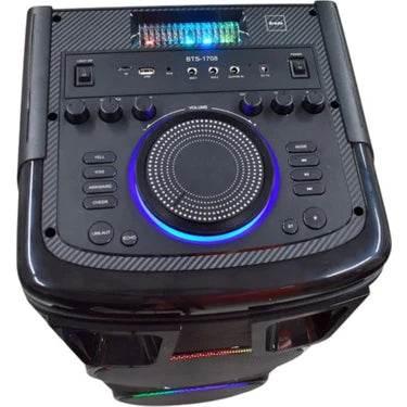 Bts-1708 kablosuz bluetooth hoparlör | 200w güç, çift hoparlör & mikrofon, rgb ışıklı, 3600mah batarya, tws destekli, usb/tf/fm
