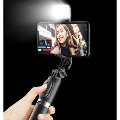 Q02s ışıklı selfie stick tripod | bluetooth kumandalı, katlanabilir, uzayabilir, 360° döner başlıklı telefon tutucu - G4N