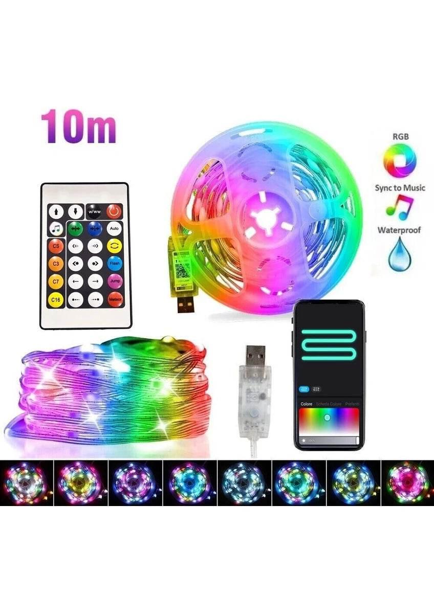 Akıllı rgb led şeridi usb 10 metre uygulama kontrollü ve ses hasasiyet destekli suya dayanıklı ışık - G4Z
