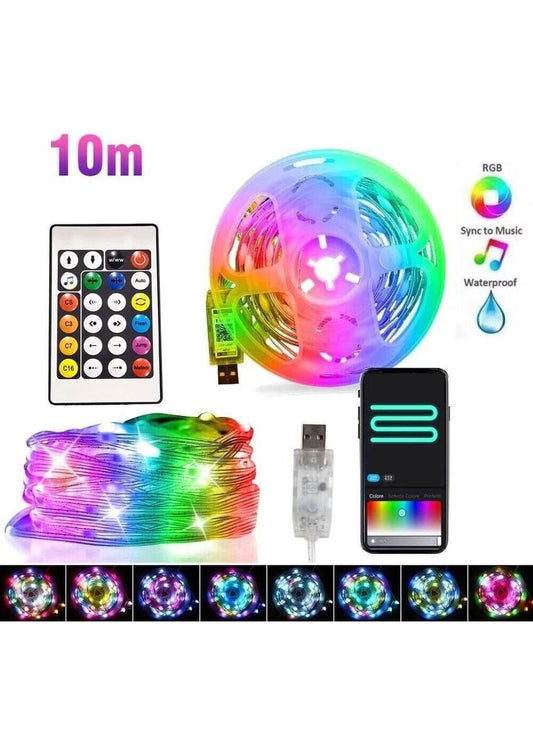 Akıllı rgb led şeridi usb 10 metre uygulama kontrollü ve ses hasasiyet destekli suya dayanıklı ışık - G4Z