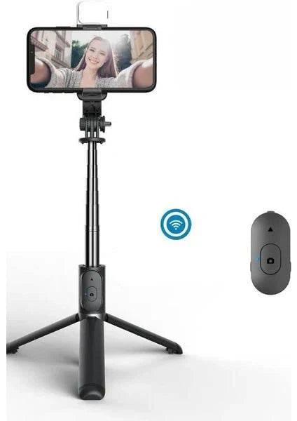 Q02s ışıklı selfie stick tripod | bluetooth kumandalı, katlanabilir, uzayabilir, 360° döner başlıklı telefon tutucu