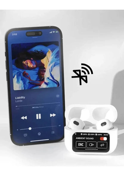 Ekranlı Air 3,nesil ANC ENC modlu mikrofonlu dokunmatik kulak içi bluetooth kulaklık t12