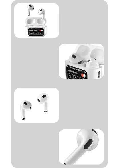 Ekranlı Air 3,nesil ANC ENC modlu mikrofonlu dokunmatik kulak içi bluetooth kulaklık t12