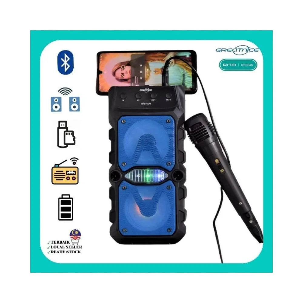 Mikrofonlu çift hoparlörlü ışıklı fm radio usb sd kart bluetooth hoparlör gts-1571