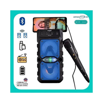 Mikrofonlu çift hoparlörlü ışıklı fm radio usb sd kart bluetooth hoparlör gts-1571