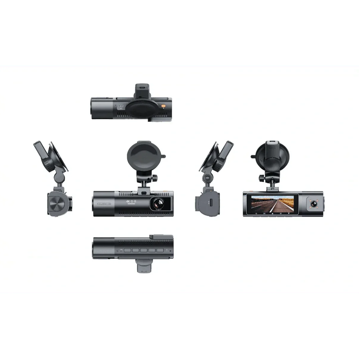 K17 ARAÇ İÇİ kamera EKRANLI 4K UHD ÖN-ARKA-İÇ KAMERA Gece Görüş, Çift Lens Dashcam Kayıt - G6R