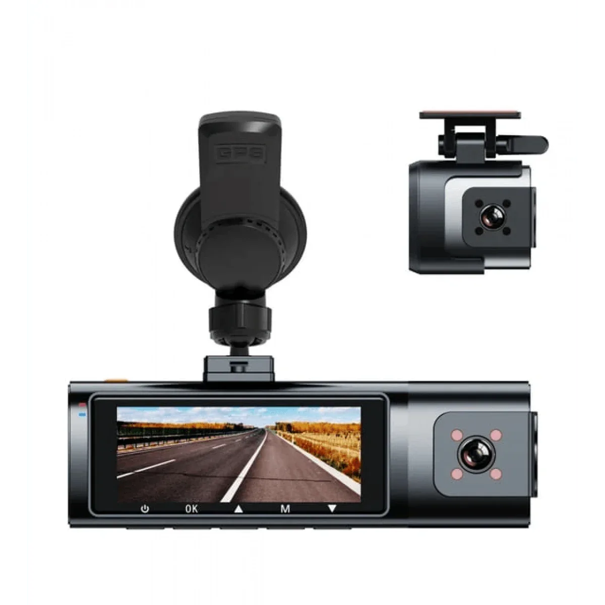 K17 ARAÇ İÇİ kamera EKRANLI 4K UHD ÖN-ARKA-İÇ KAMERA Gece Görüş, Çift Lens Dashcam Kayıt - G6R