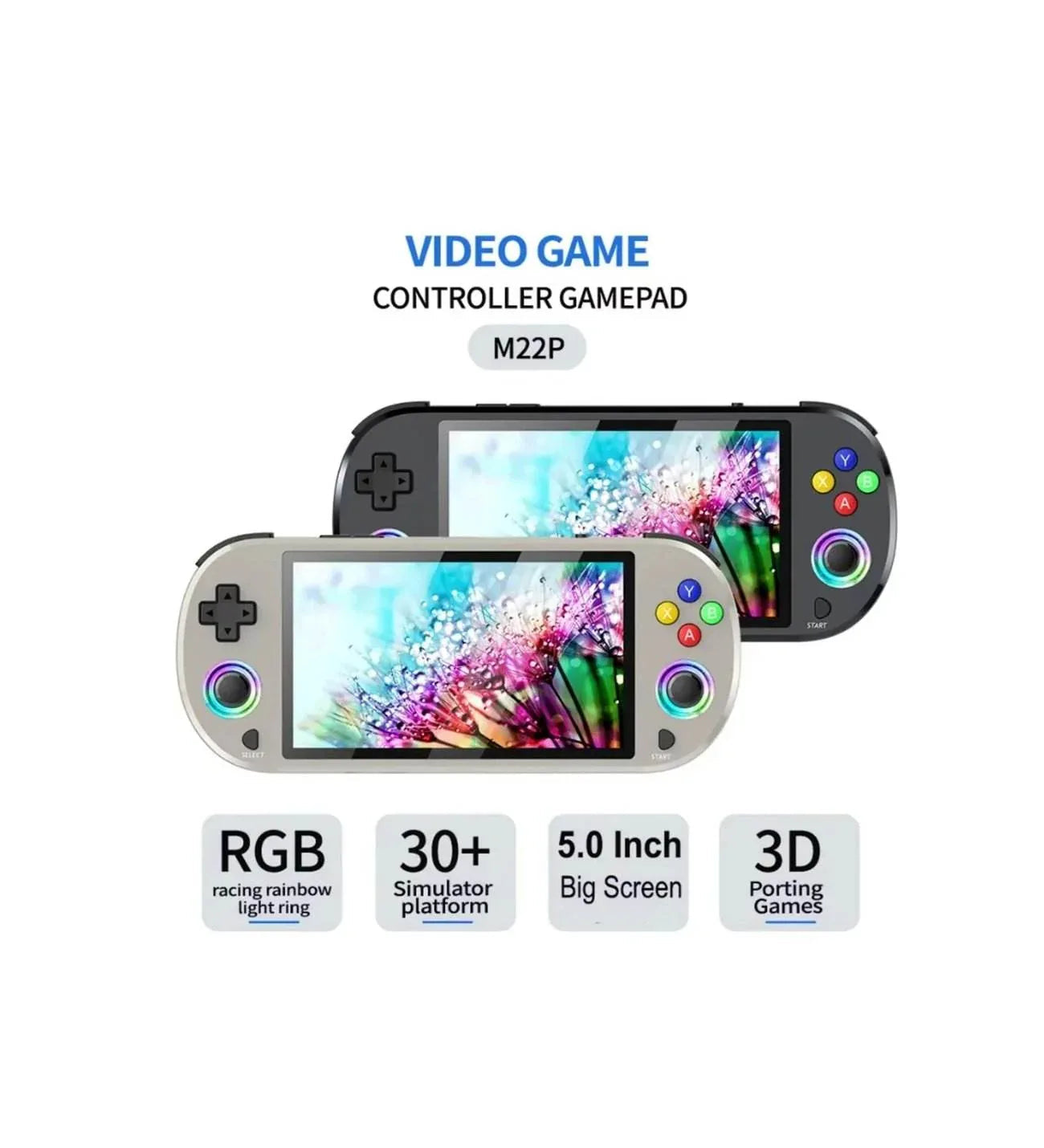Sjgam M22 Pro Retro Oyun Konsolu 5,0 ''ıps Ekran Dahili 20000+ Oyun Emülatörleri Rgb LED Joystick